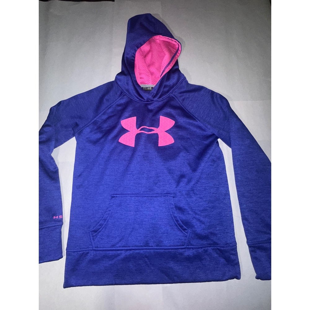 Under Armour Girls Purple Pink Big Logo Storm Hoodie Sweatshirt YLG Large